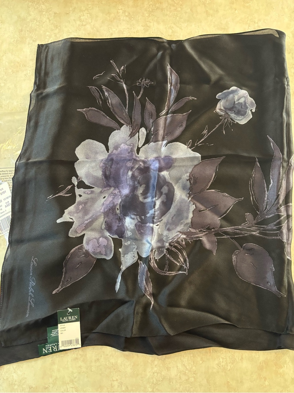 Lauren Ralph Lauren Black Floral Silk scarf
